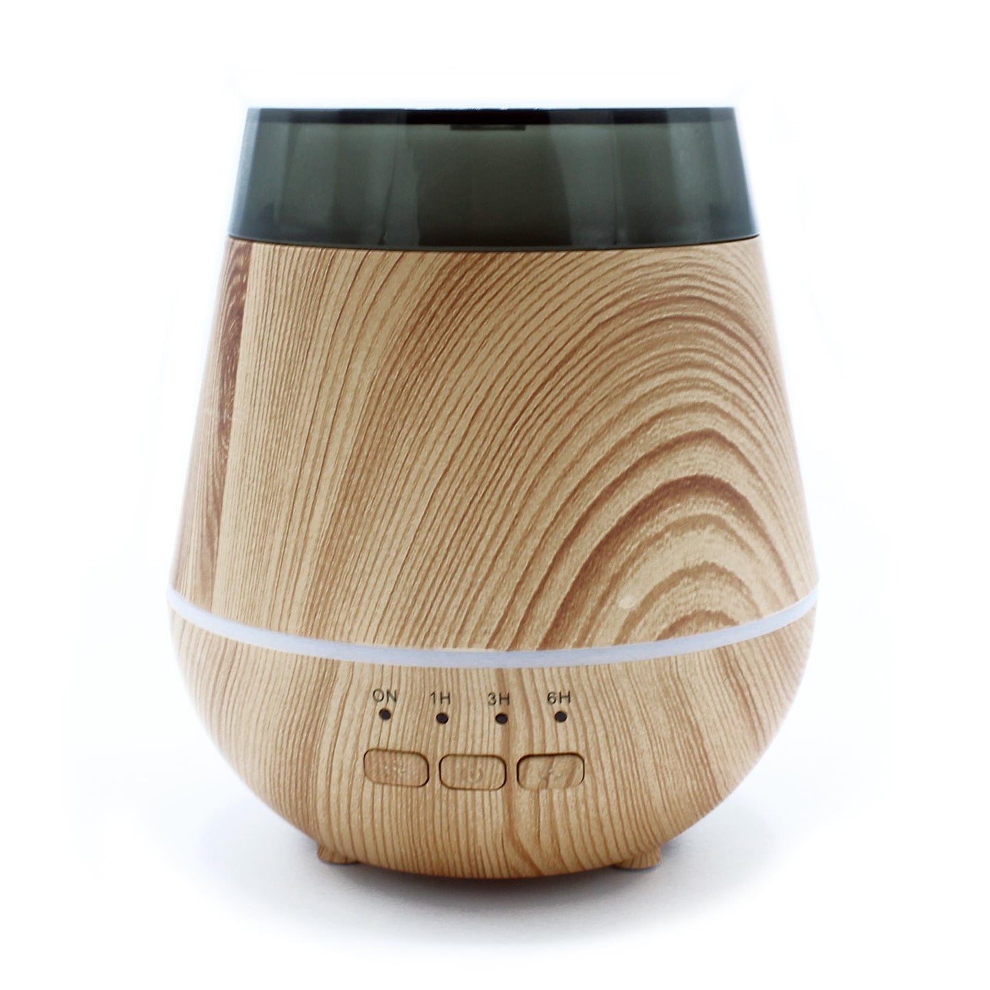 Wooden-textured diffuser with black top and white base on a white background