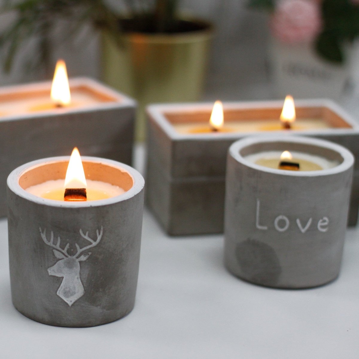 Concrete Soy Candle Stag Head - Whiskey & Woodsmoke - tebaspa