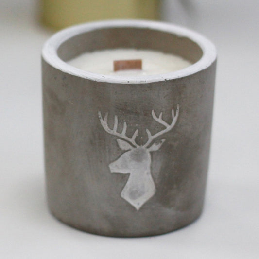Concrete Soy Candle Stag Head - Whiskey & Woodsmoke - tebaspa