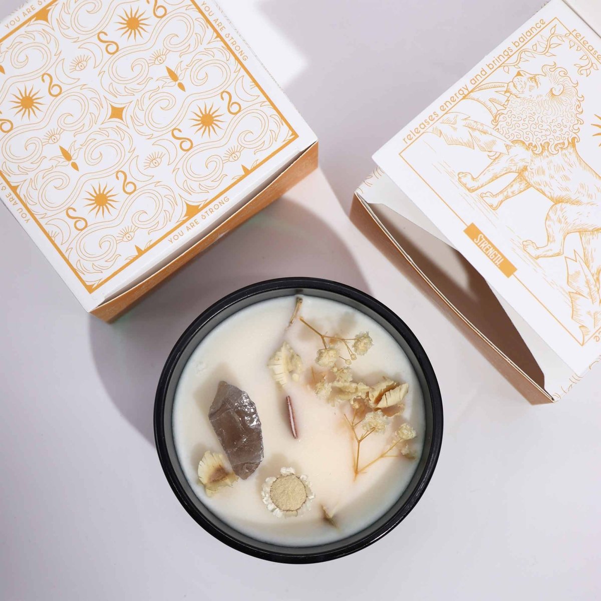 Crystal Magic Flower Candle - Strength - tebaspa