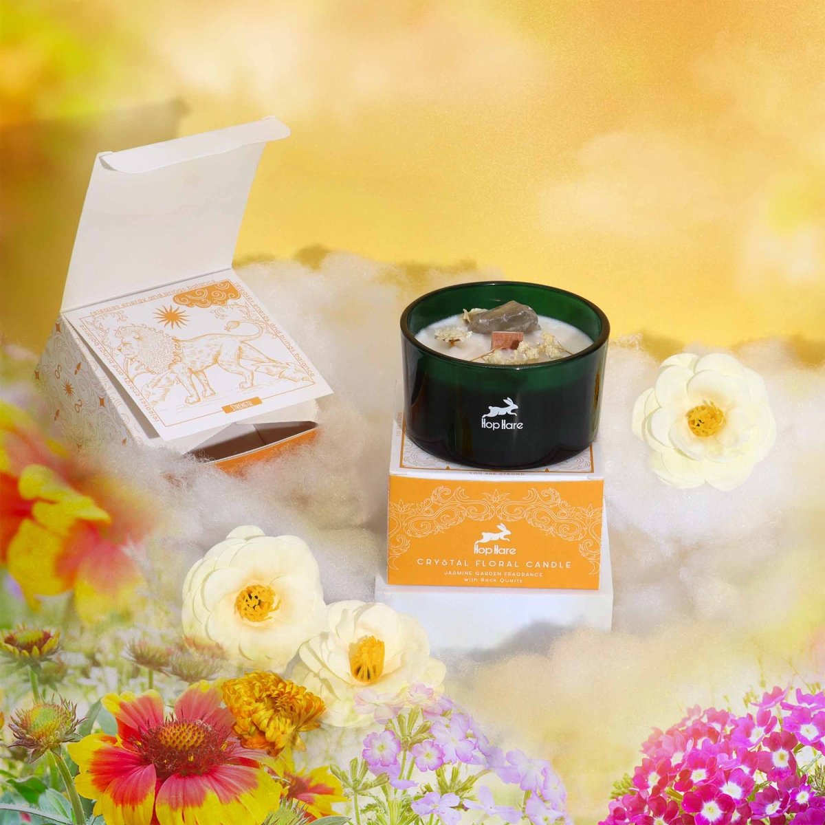 Crystal Magic Flower Candle - Strength - tebaspa