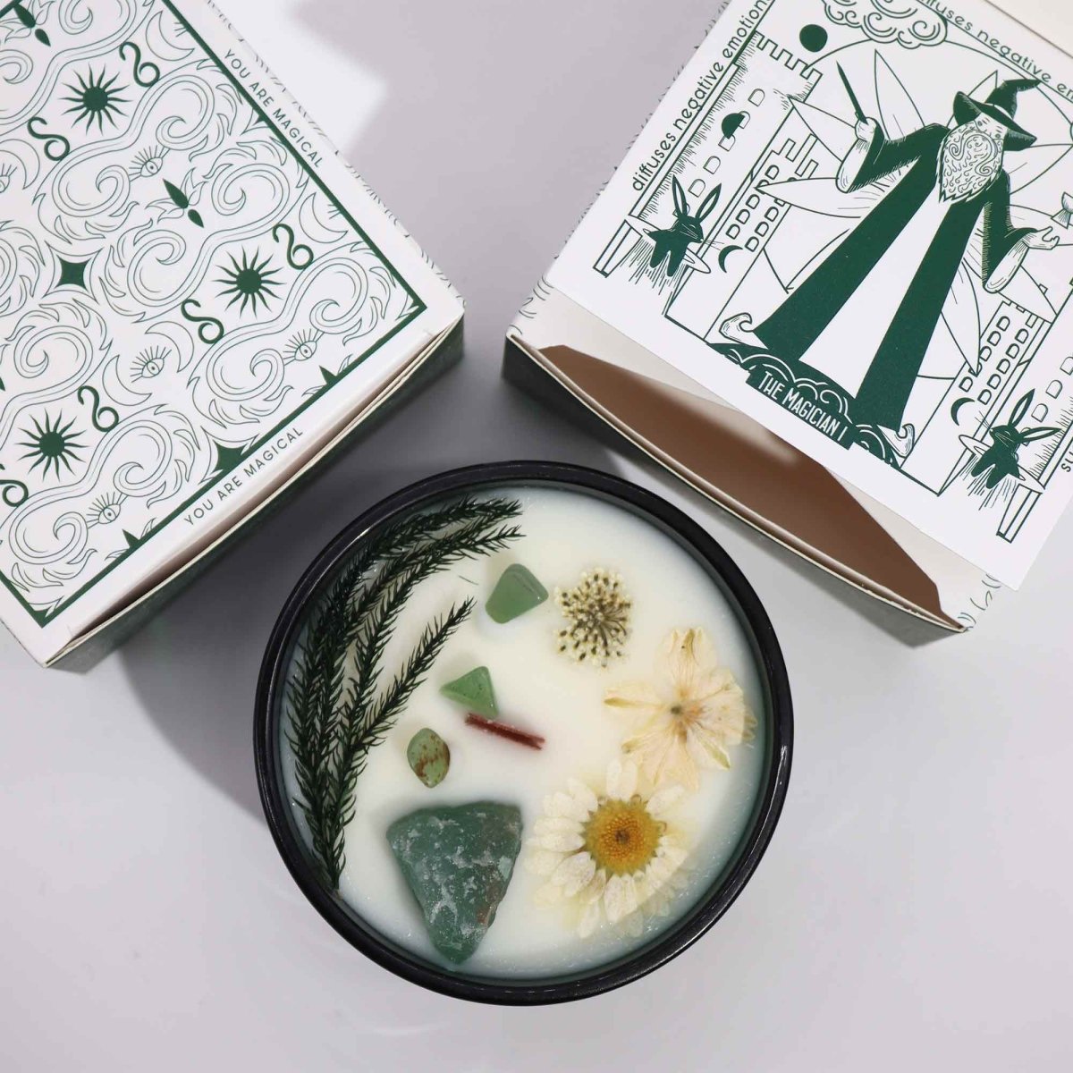 Crystal Magic Flower Candle - The Magician - tebaspa