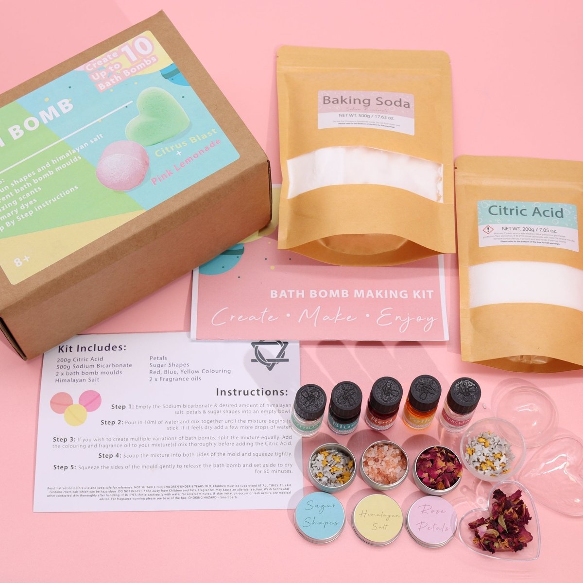 DIY Bath Bomb Kit - Rose & Bubblegum - tebaspa