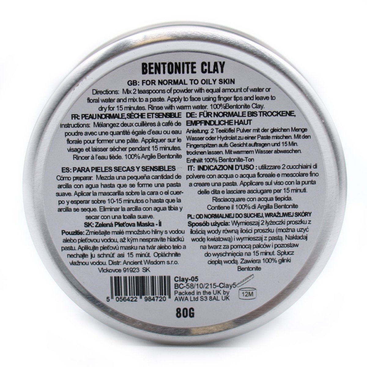 Face Mask Powder - Bentonite Clay - tebaspa