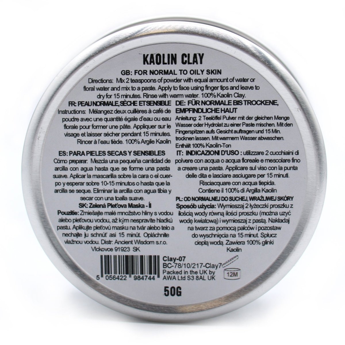 Face Mask Powder - Kaolin Clay - tebaspa
