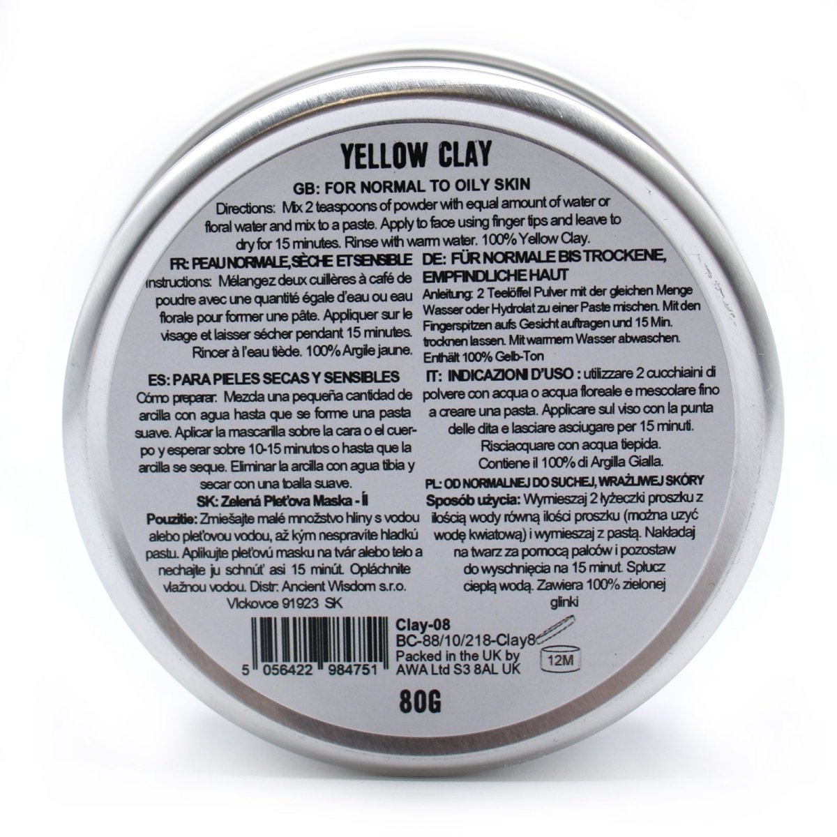 Face Mask Powder - Yellow Clay - tebaspa