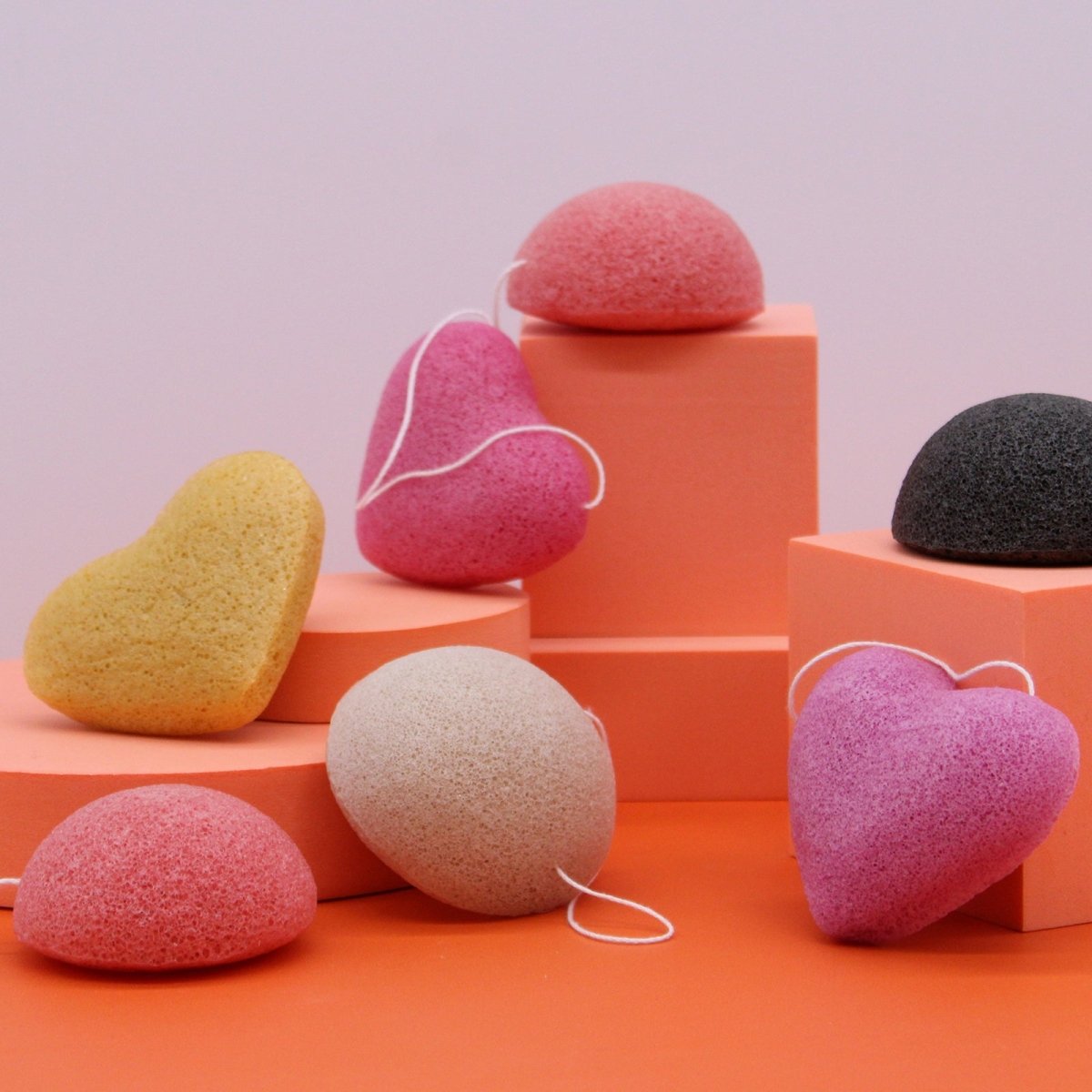 Konjac Heart Sponge - Peach - tebaspa