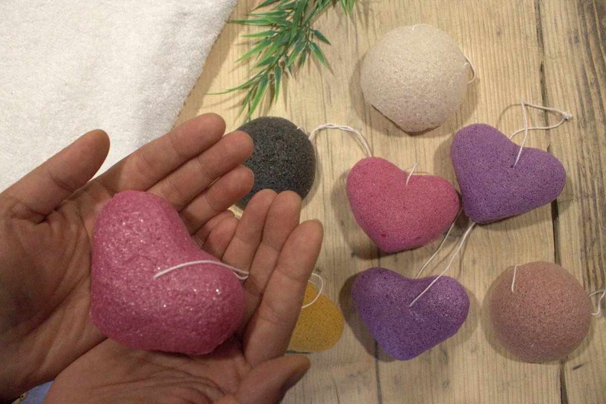 Konjac Heart Sponge - Rose - tebaspa