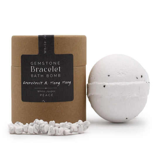 White Jasper Gem Bracelet Bath Bomb - tebaspa