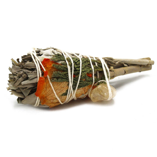 Cleansing Energy Sage Torch with Citrine - tebaspa