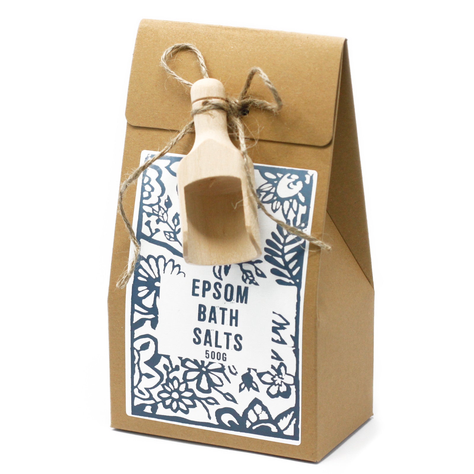 The 500g bags of bath salts come elegantly packaged in a box, complete with a convenient wooden scoop for precise measurements, making them a thoughtful gift for any occasion.